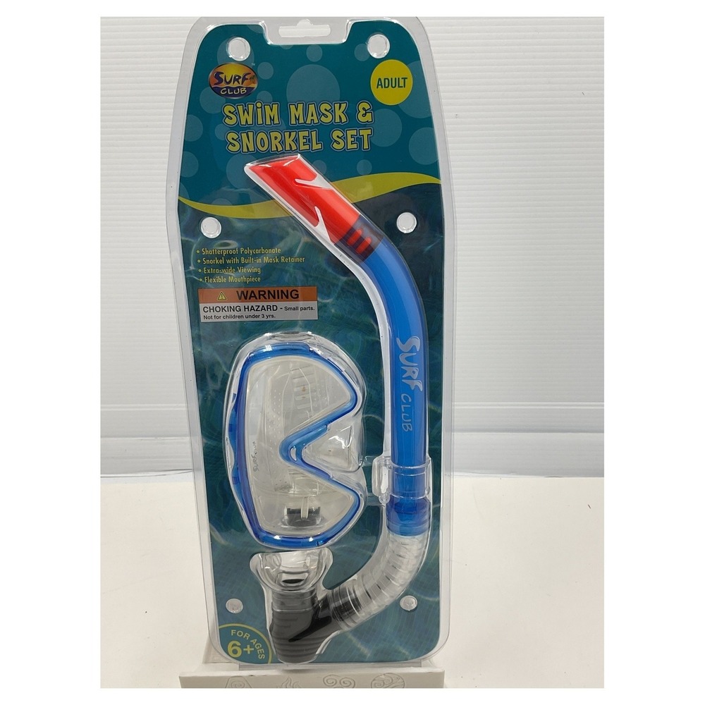 Surf Club Adult Swim Mask & Snorkel Set Shatterproof Blue